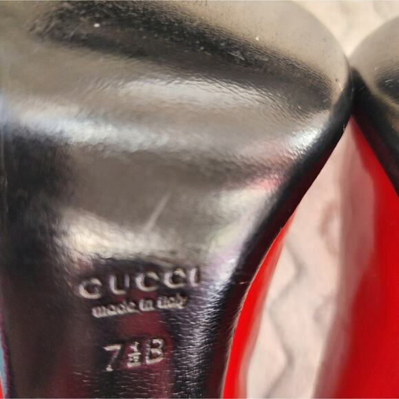 GUCCI RED PATENT LEATHER HEELS 7.5B - Picture 6 of 11